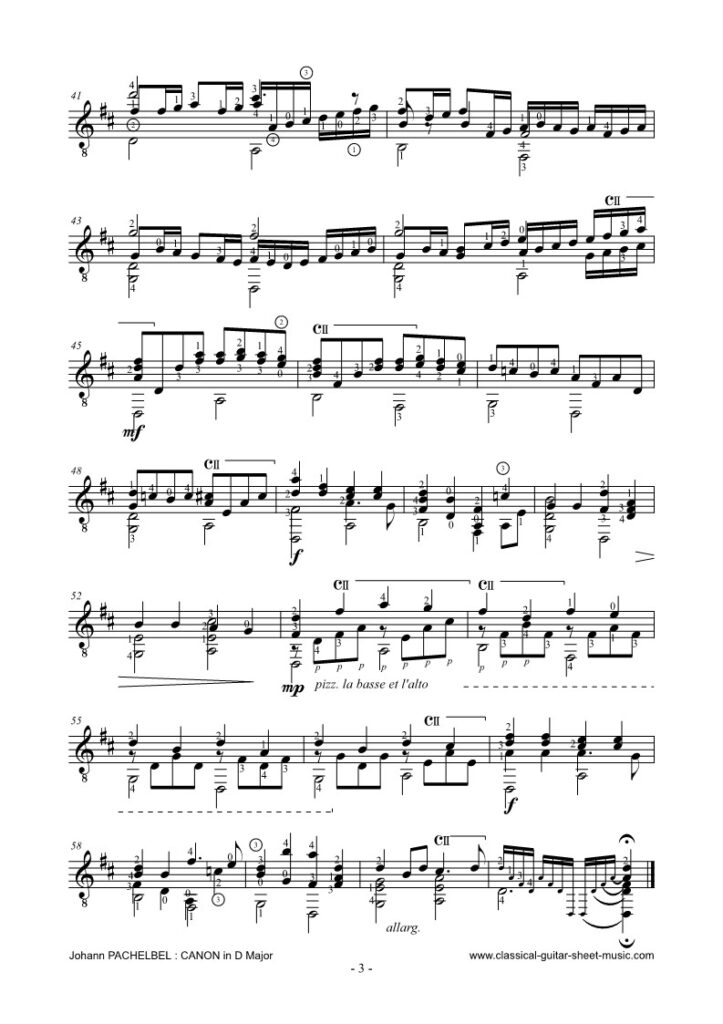 Johann Pachelbel - Canon in D for classical guitar - page 3