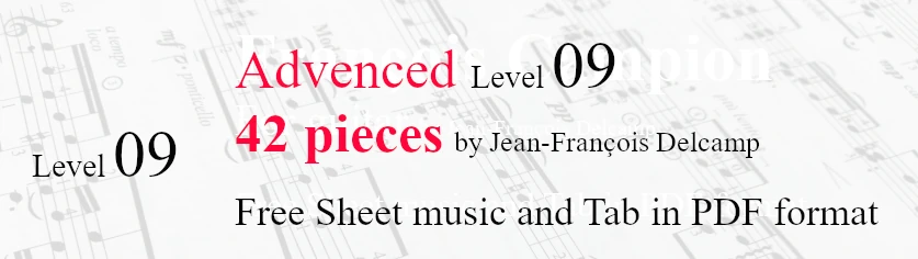 42 pieces Advenced level 09 Classical Guitar Sheet Music and TAB in PDF