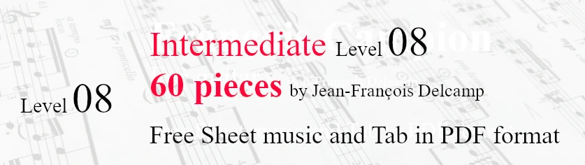 60 pieces Intermediate level 08 Classical Guitar Sheet Music and TAB in PDF