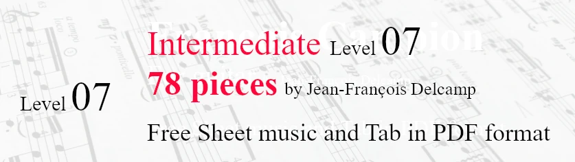 78 pieces Intermediate level 07 Classical Guitar Sheet Music and TAB in PDF