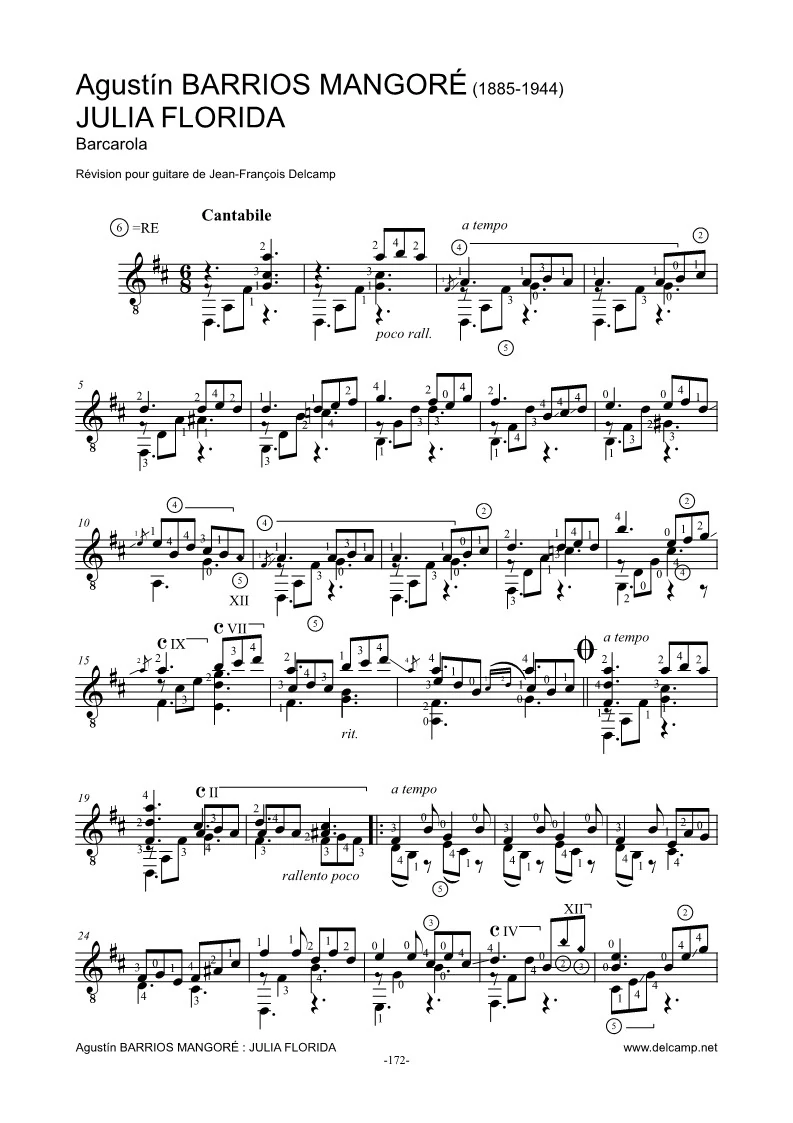 Agustín Barrios Mangoré – Julia Florida for classical guitar