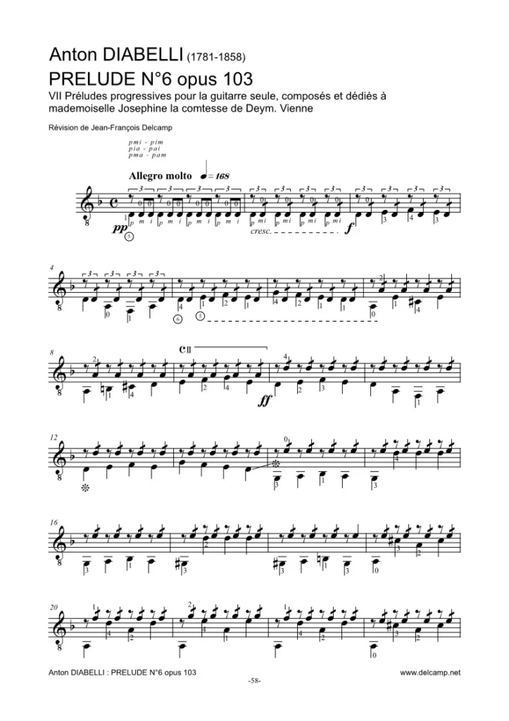 Anton Diabelli - opus 103 Prelude 6 for classical guitar