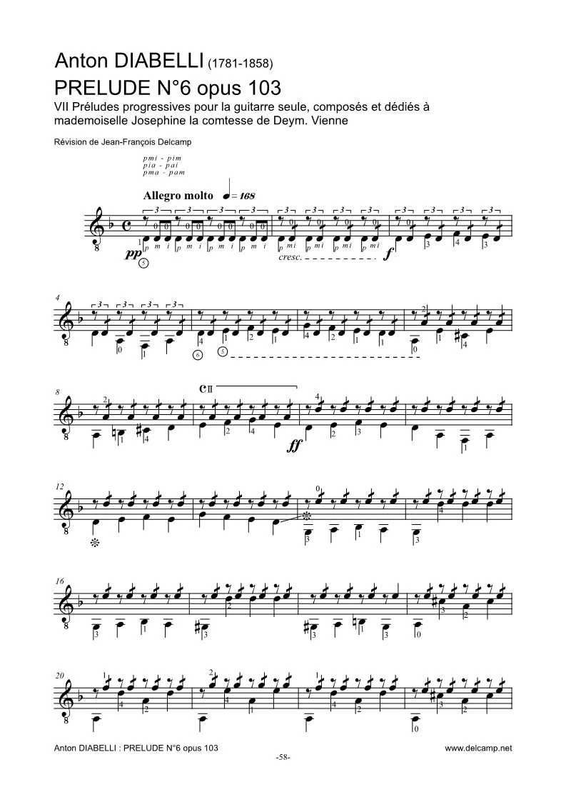 Anton Diabelli - opus 103 Prelude 6 for classical guitar