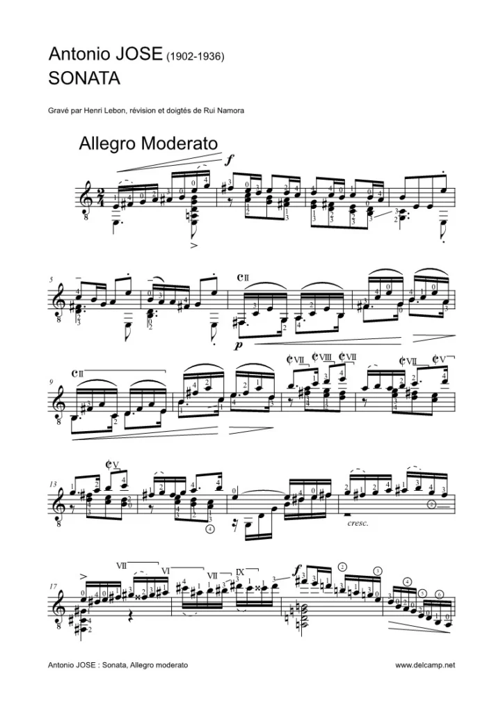 Antonio José : Sonata for classical guitar