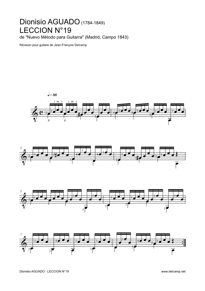 Dionisio Aguado - Leccion 19 for classical guitar