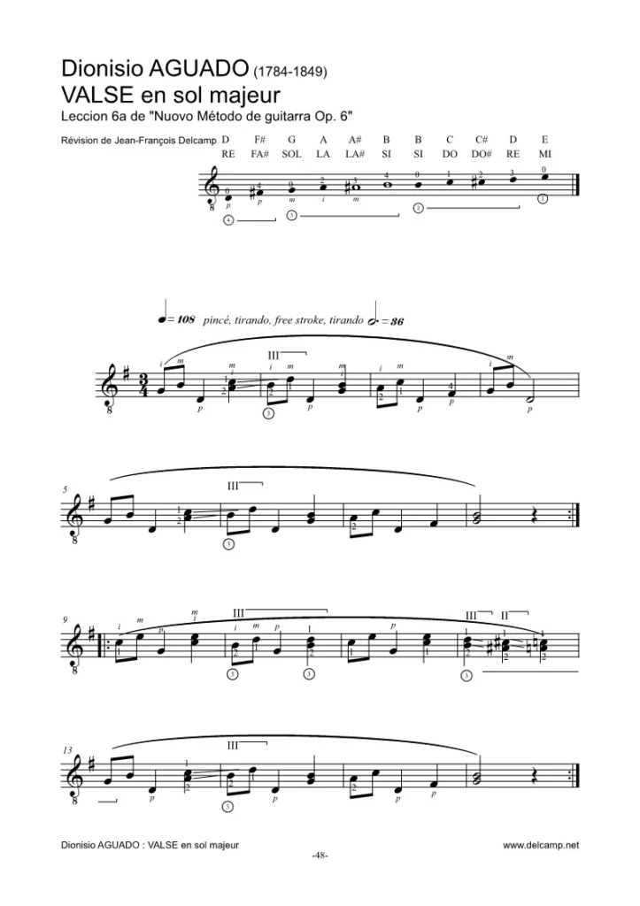 Dionisio Aguado - Valse in G major for classical guitar