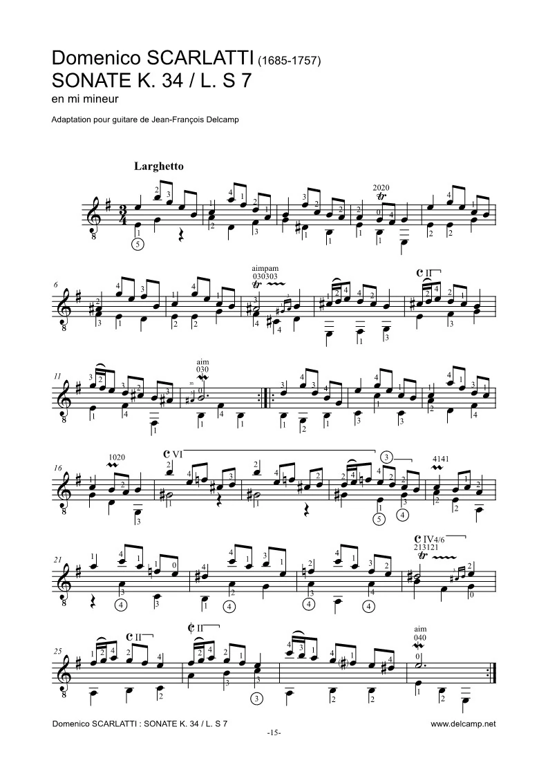 Domenico Scarlatti - Sonata K34 for classical guitar