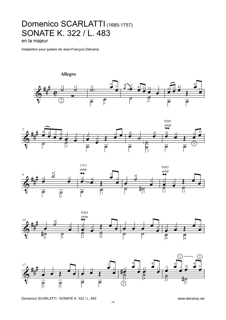 Domenico Scarlatti - Sonata K 322 for classical guitar