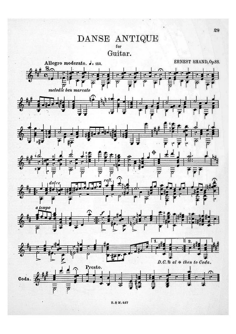 Ernest Shand - Danse antique op. 88 for classical guitar