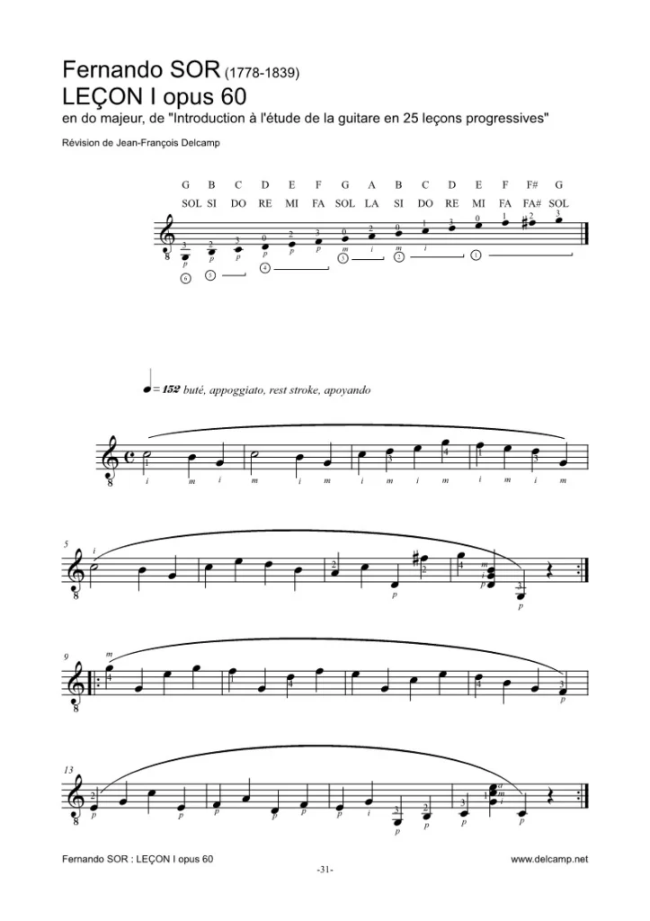 Fernando Sor - Leçon 1 op.60 for classical guitar