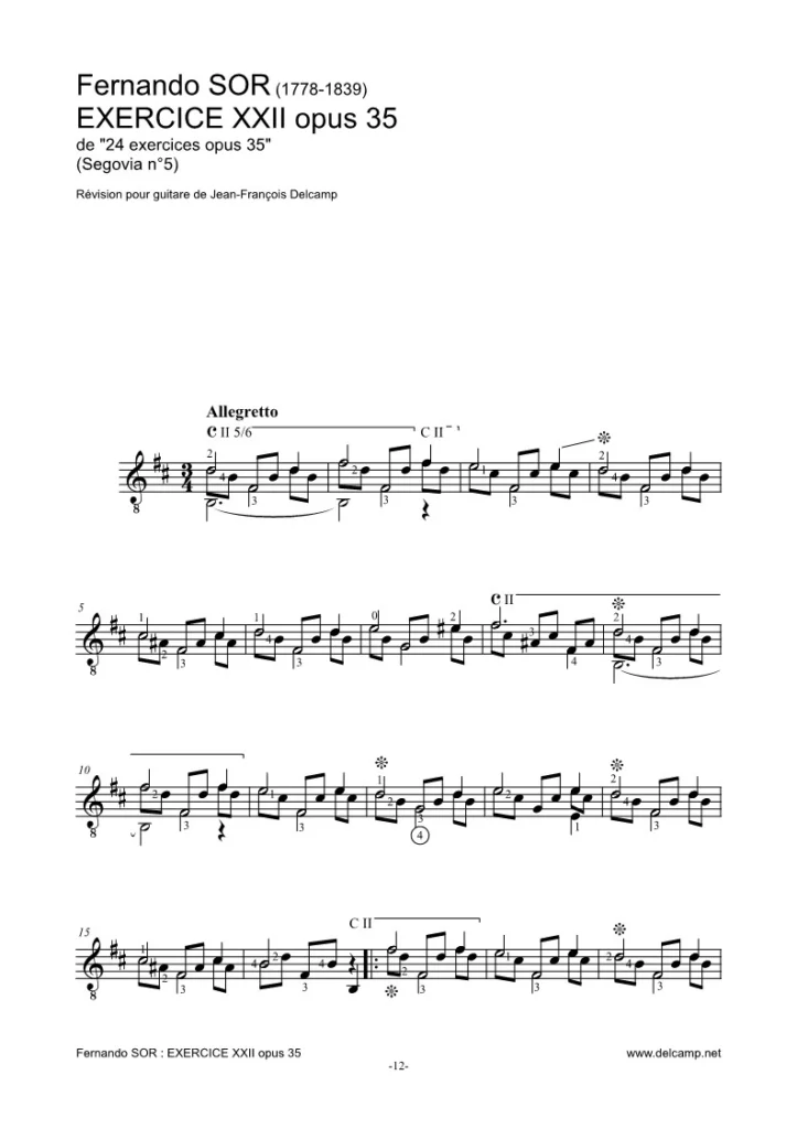Fernando Sor - Study 5 in B minor for classical guitar 1