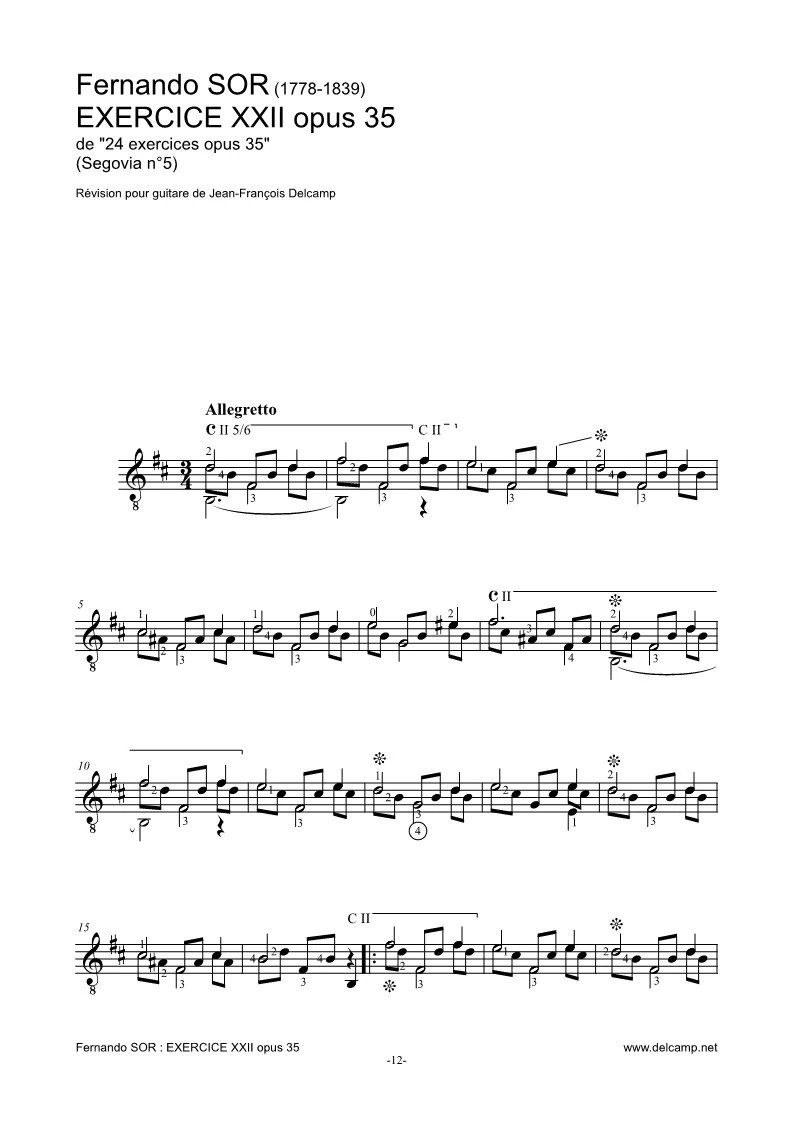 Fernando Sor - Study 5 in B minor for classical guitar 1