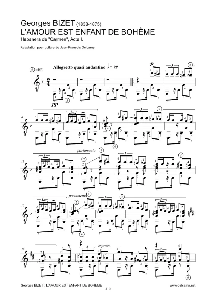 Georges Bizet - Habanera from Carmen for classical guitar