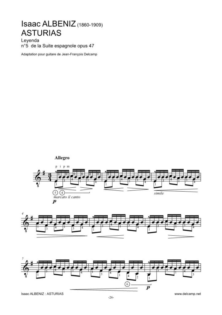 Isaac Albéniz - Asturias for classical guitar