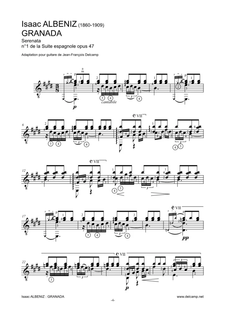 Isaac Albéniz - Granada for classical guitar