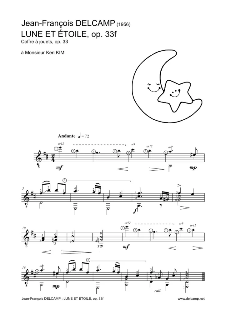 Jean François Delcamp - Lune et étoile opus 33 for classical guitar