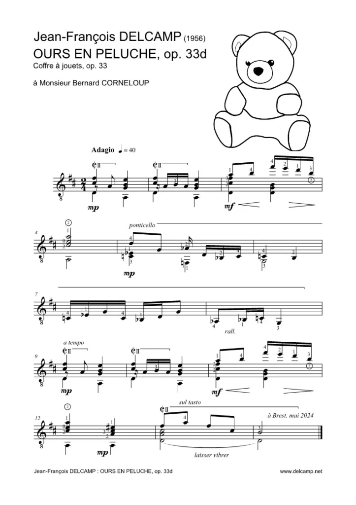 Jean François Delcamp - Ours en peluche opus 33 for classical guitar