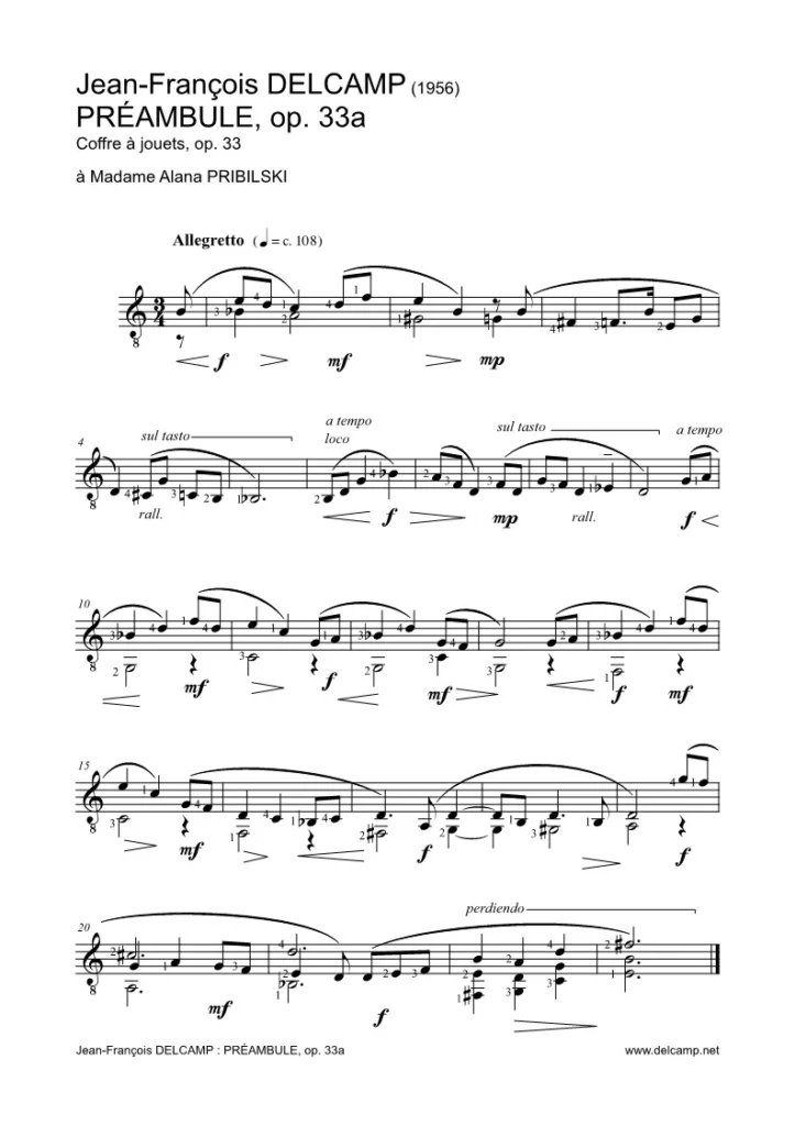 Jean François Delcamp - Préambule opus 33 for classical guitar