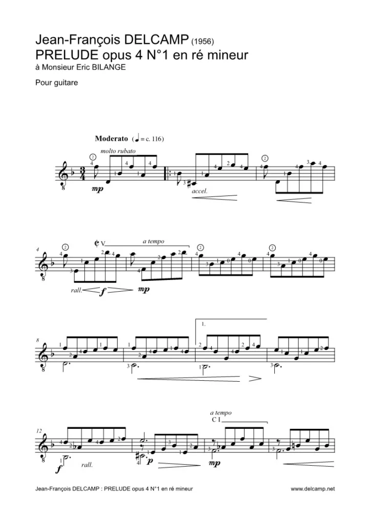 Jean-François Delcamp - Prelude Opus 4 N°1 in D minor for classical guitar