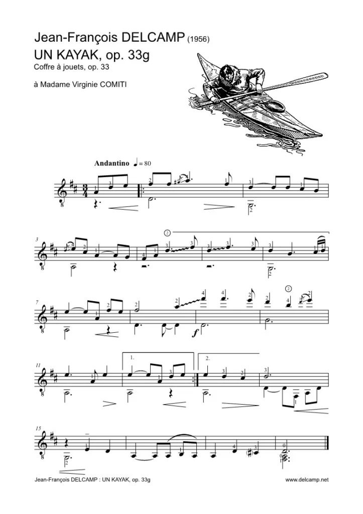 Jean François Delcamp - Un kayak opus 33 for classical guitar
