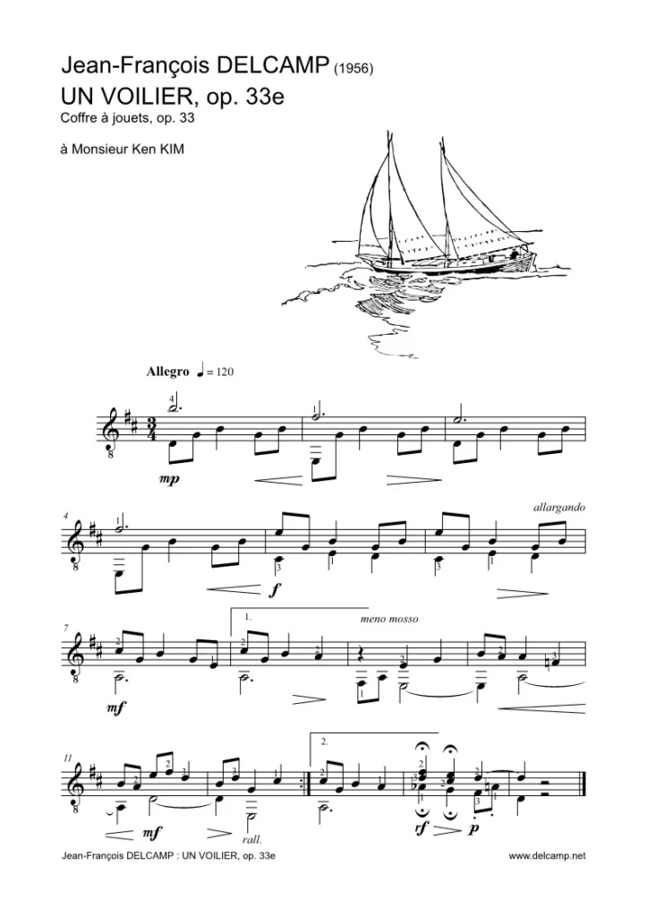 Jean François Delcamp - Voilier opus 33 for classical guitar
