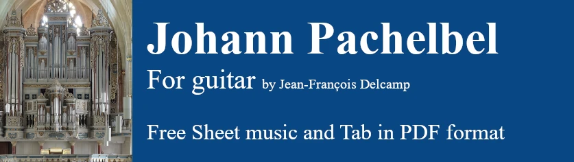Johann Pachelbel for classical guitar - Free Sheet music and Tab in pdf