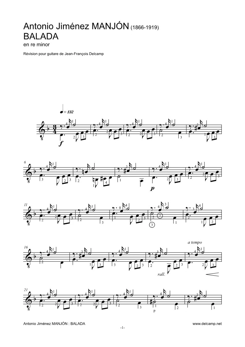 Antonio Jiménez Manjón – Balada for classical guitar