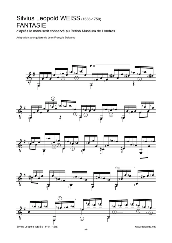 Silvius Leopold Weiss - Fantasie SW 9 for classical guitar
