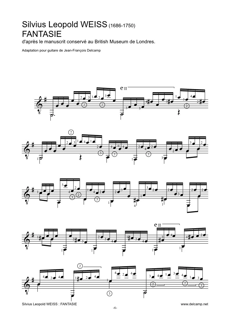 Silvius Leopold Weiss - Fantasie SW 9 for classical guitar
