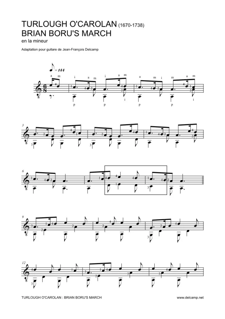 Turlough O’Carolan - Brian Boru’s March for classical guitar
