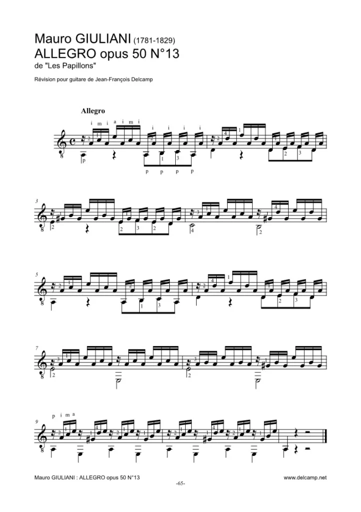 Free PDF Classical Guitar Sheet Music