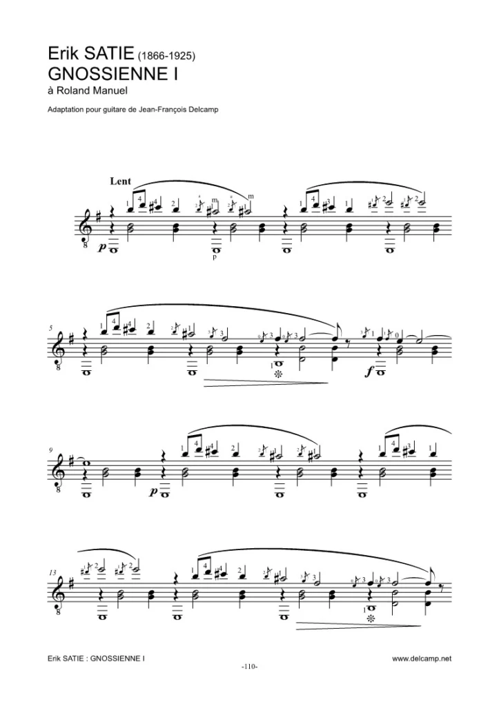 Erik Satie - Gnossienne n°1 for classical guitar