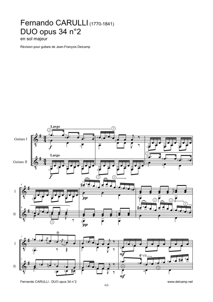 Ferdinando Carulli - Duo Opus 34 n°2 for classical guitar
