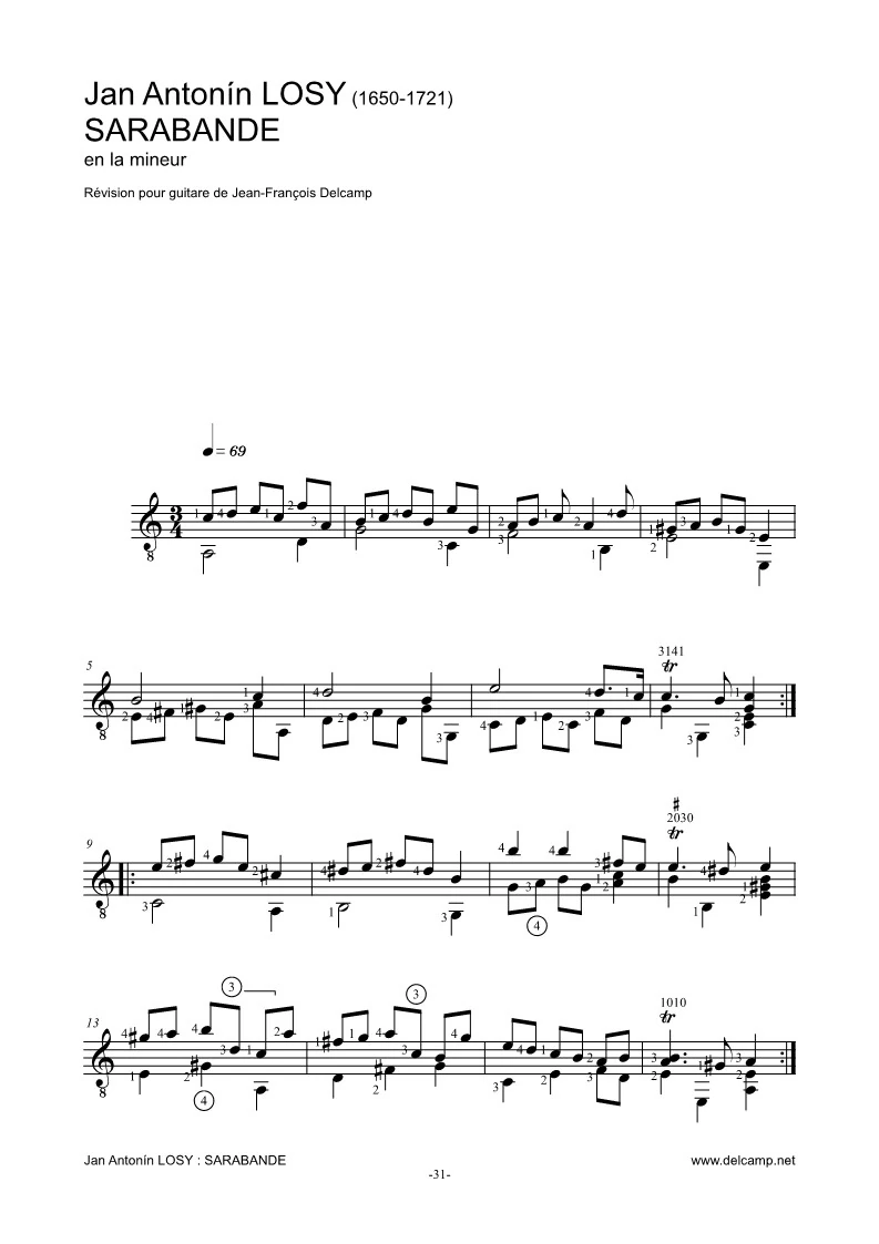 John Anton Logy : Sarabande in a-minor for classical guitar