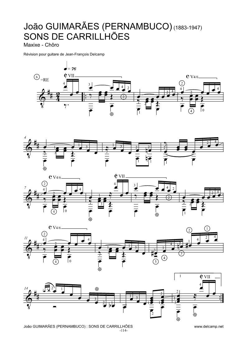 Joa Pernambuco - Sons de Carrillhoes for classical guitar