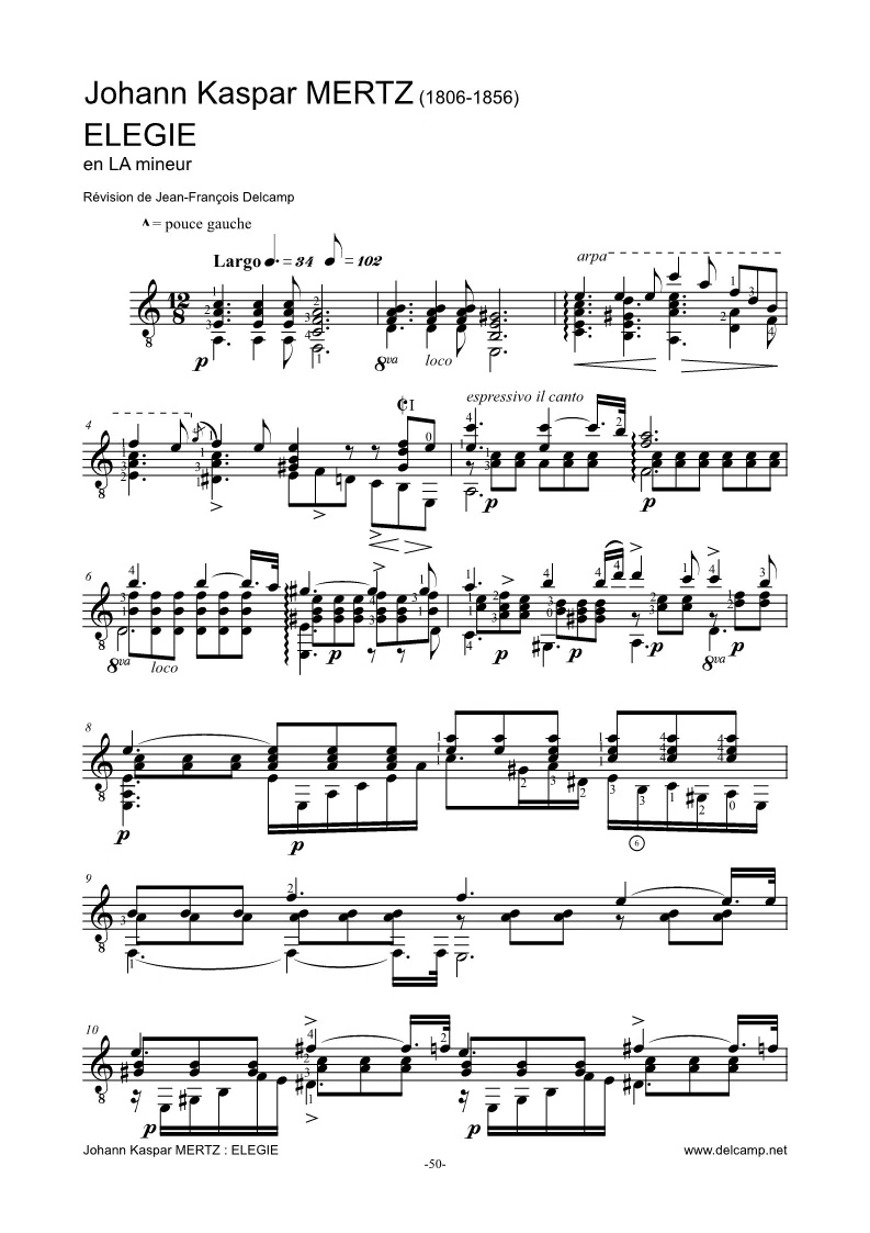 Johann Kaspar Mertz – Élégie for classical guitar