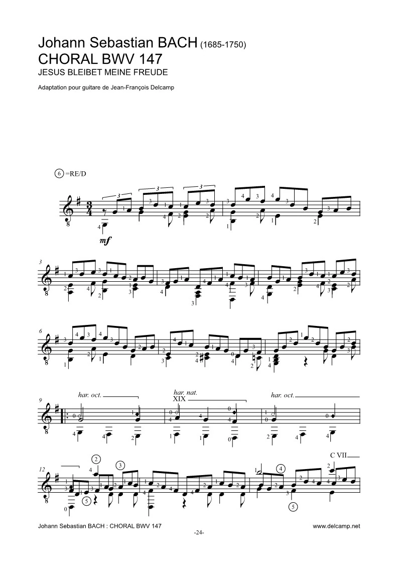 Johann Sebastian Bach BWV 147 Jesu, Joy of Man's Desiring for classical guitar