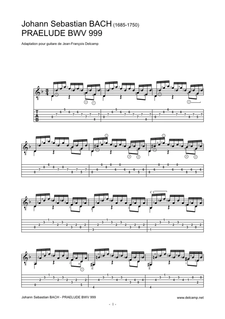 Johann Sebastian Bach - Prelude in D minor BWV 999 Tab