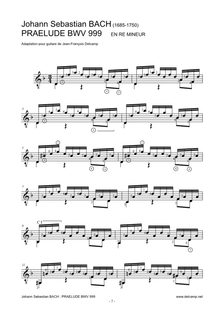 Johann Sebastian Bach - Prelude in D minor BWV 999 for classical guitar