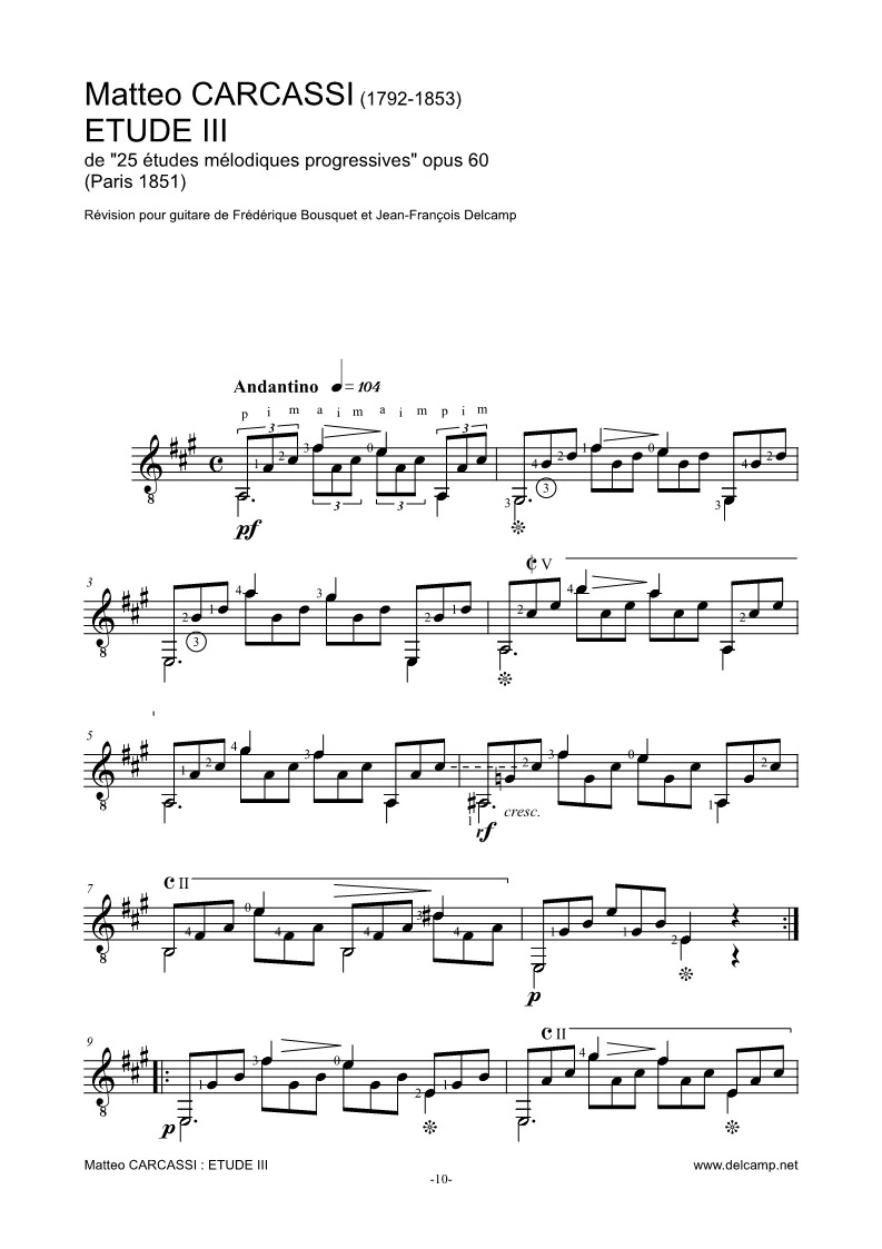 Matteo Carcassi - Etude 3 opus 60 for classical guitar