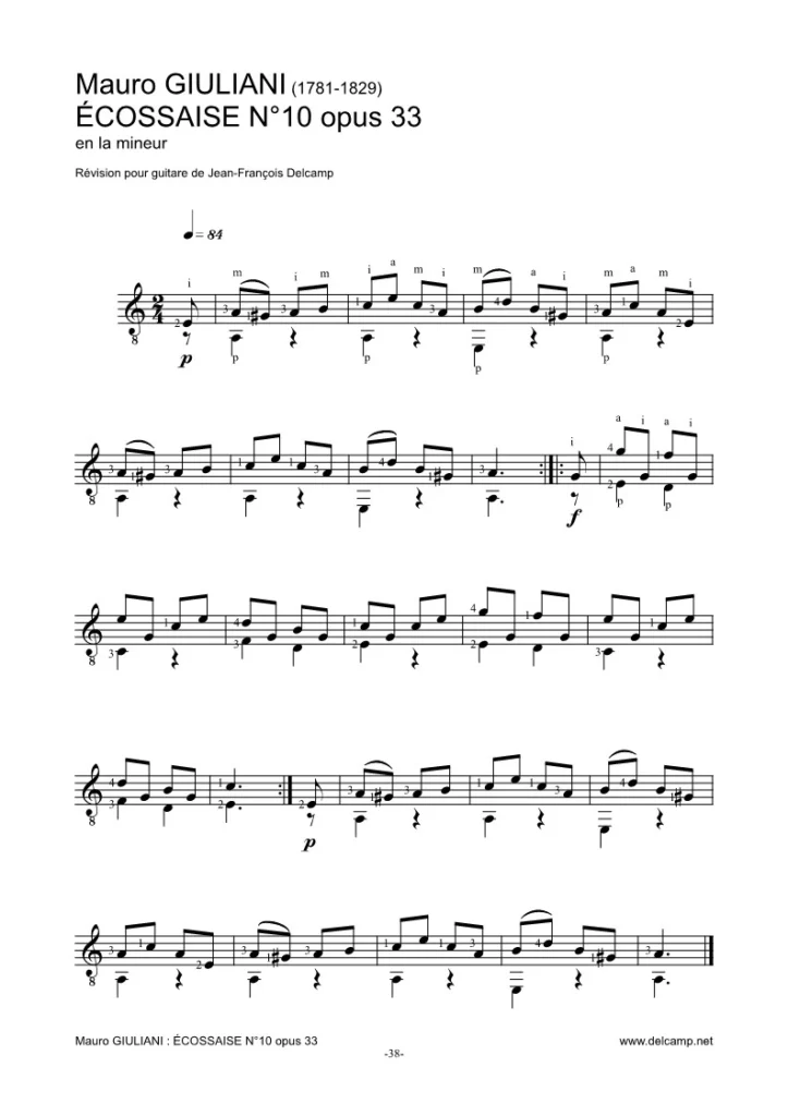 Mauro Giuliani - Ecossaise for classical guitar