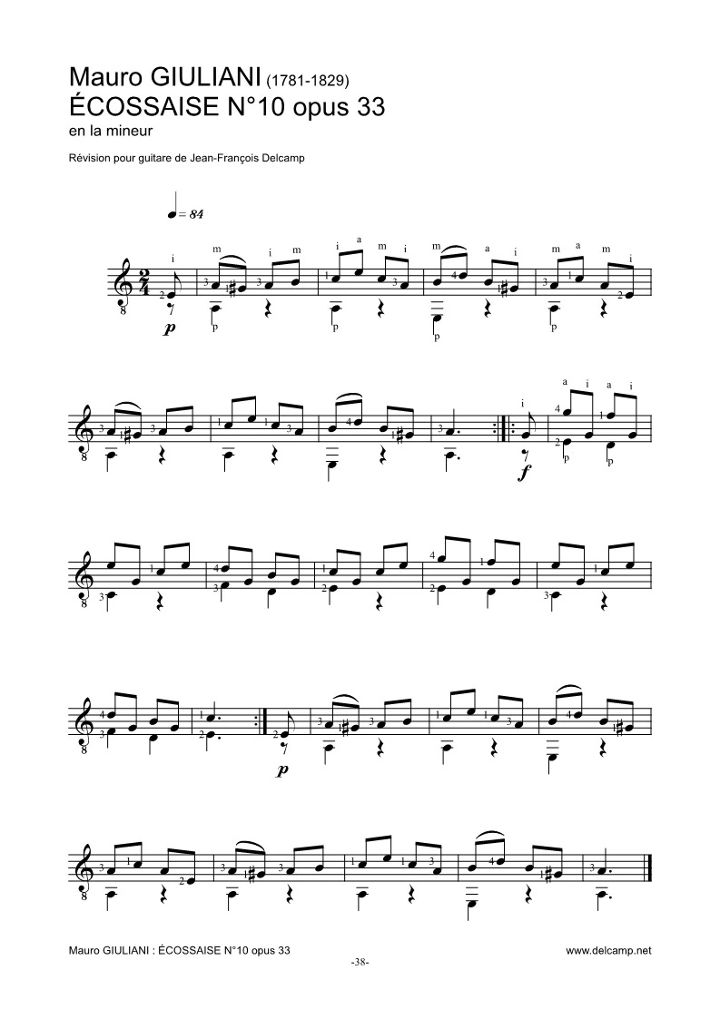 Mauro Giuliani - Ecossaise for classical guitar
