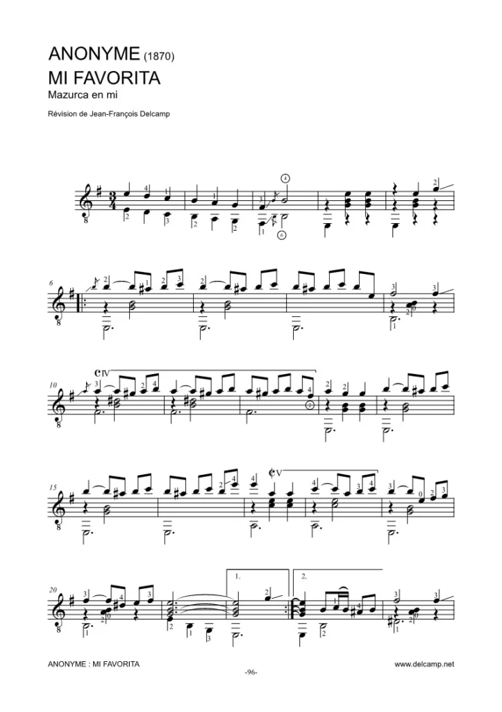 Mi Favorita for classical guitar