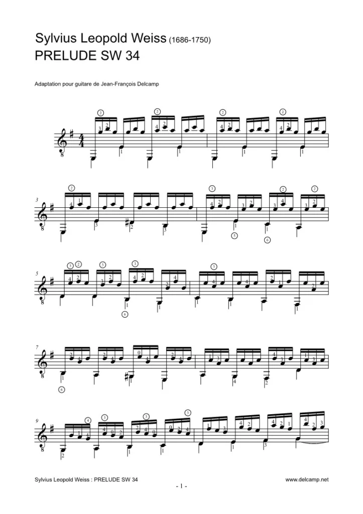 Silvius Leopold Weiss - Prelude SW 34 for classical guitar