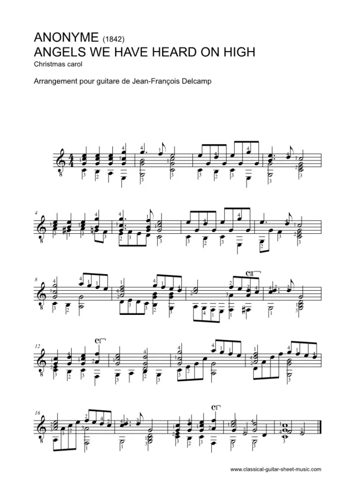 Angels we have heard on high - Christmas Carol for classical guitar