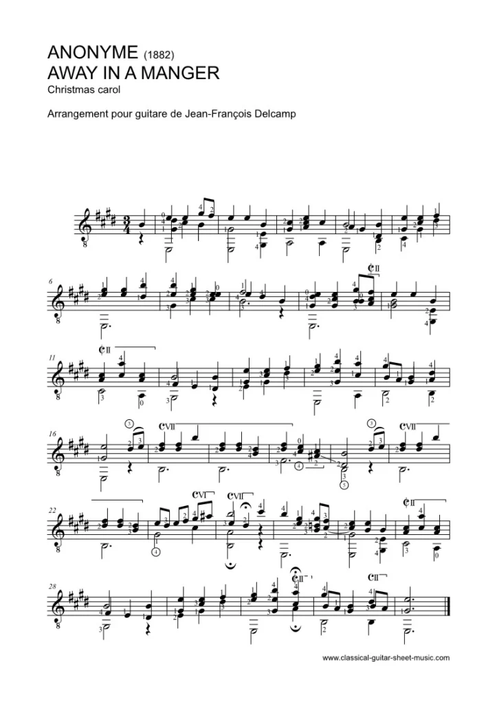 Away in a manger – Christmas Carol for classical guitar