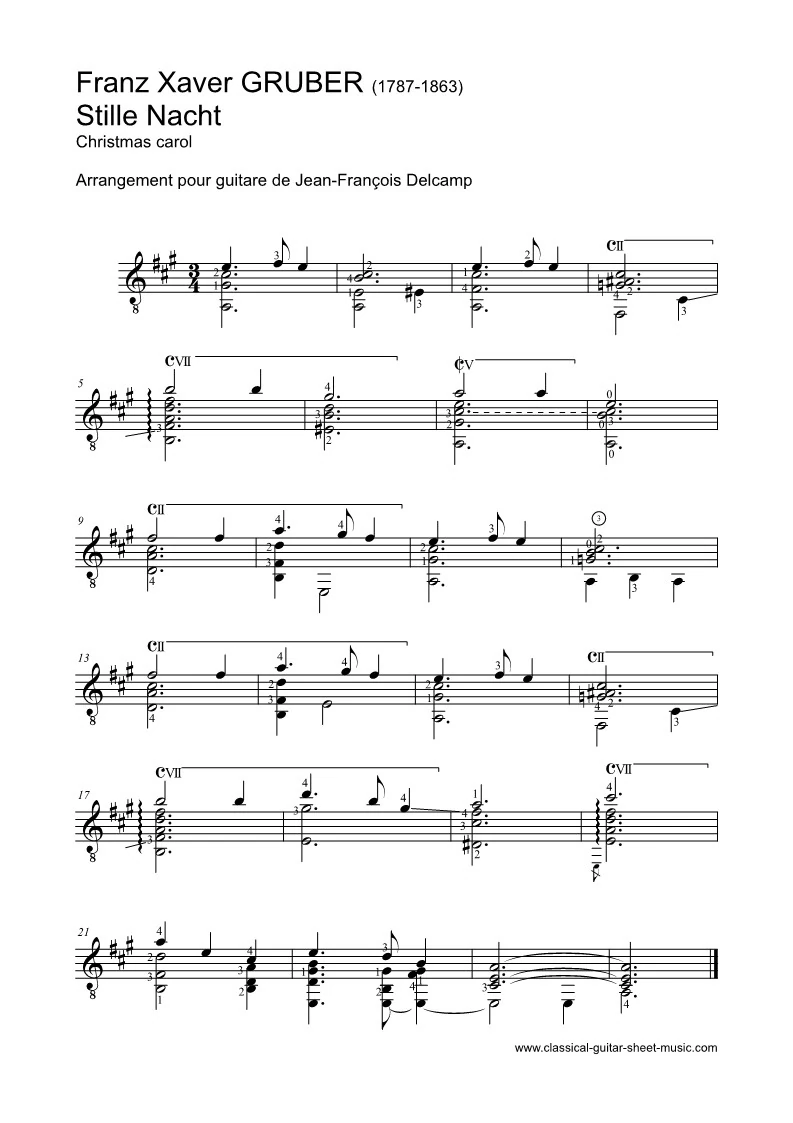 Christmas Carol for classical guitar - Stille Nacht