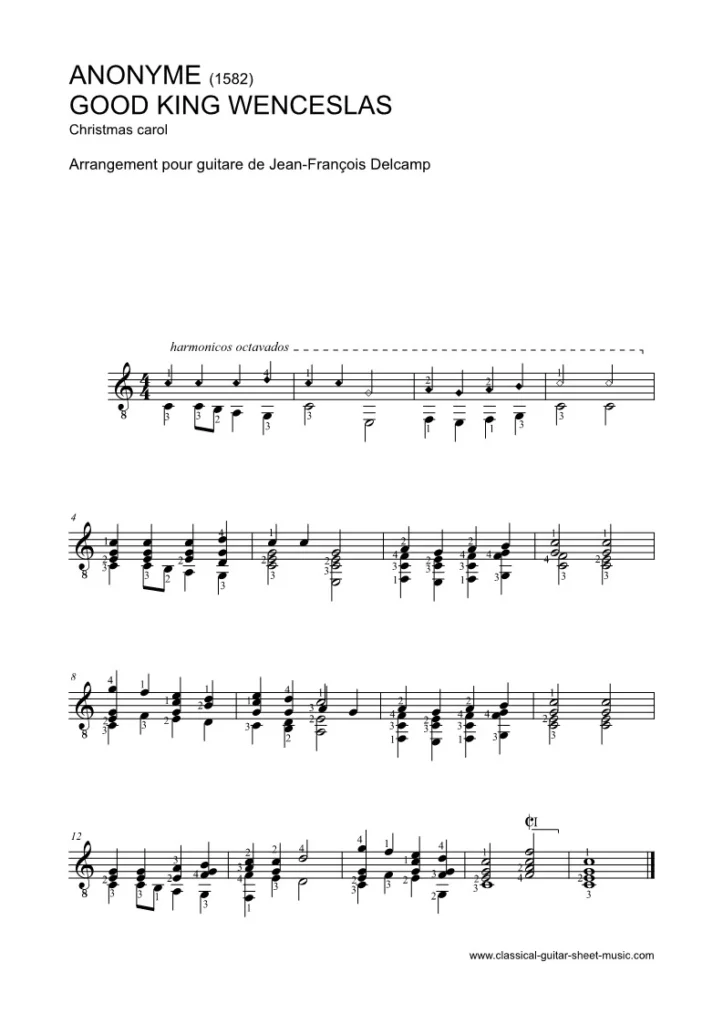 Good King Wenceslas - Christmas Carol for classical guitar