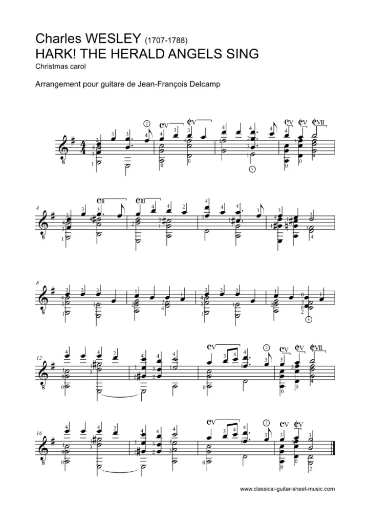 Hark The Herald Angels Sing - Christmas Carol for classical guitar