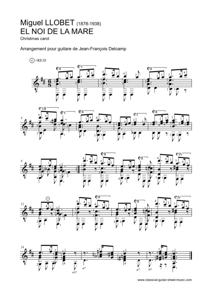 El Noi de la Mare - Christmas Carol for classical guitar